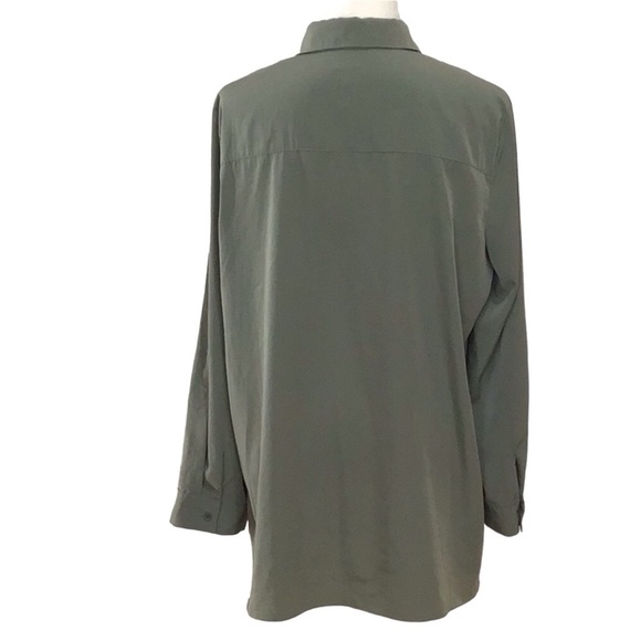 Chico’s Olive Green Buttoned Long Sleeve Blouse Chico’s Size 2- Large - Picture 3 of 5